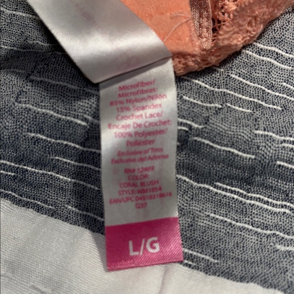 No Boundaries Peach-Colored Lace Bralette Removable Pads Size Large - Picture 5 of 6